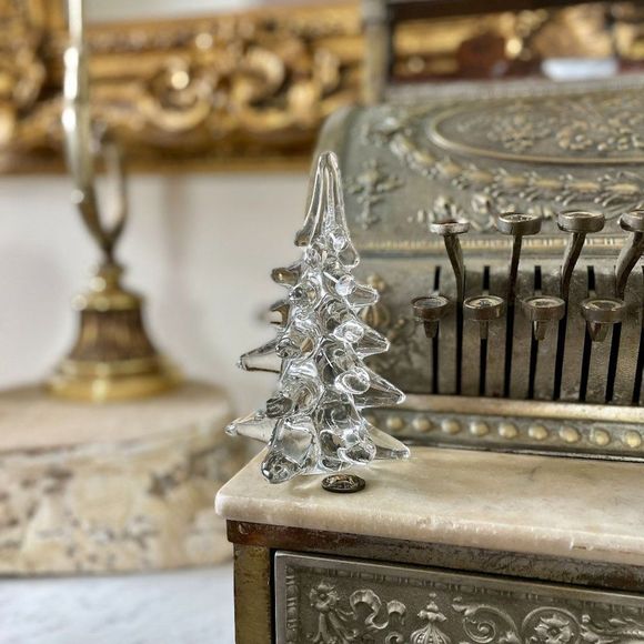 Vintage Clear Art Glass Christmas Tree Pine Tree Decoration Decor MCM Style P92 - Picture 2 of 5